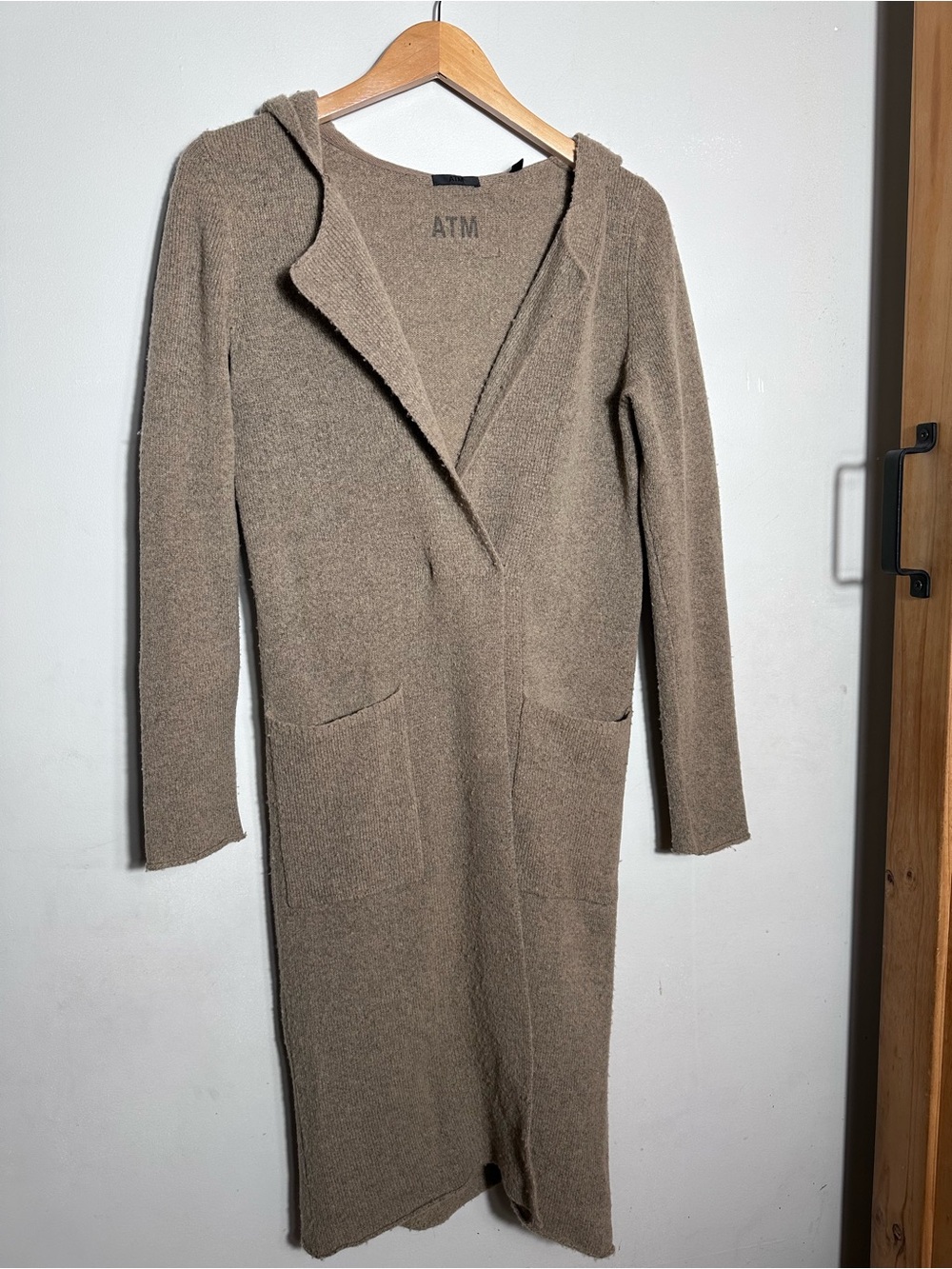 ATM Anthony Thomas Melillo Hooded Knit Long Duster Cardigan